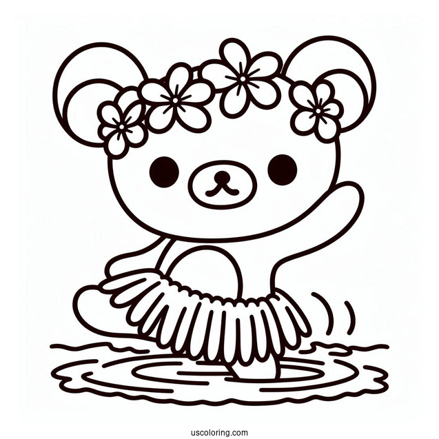 Rilakkuma Coloring Page Of Chairokoguma Hula Dancing