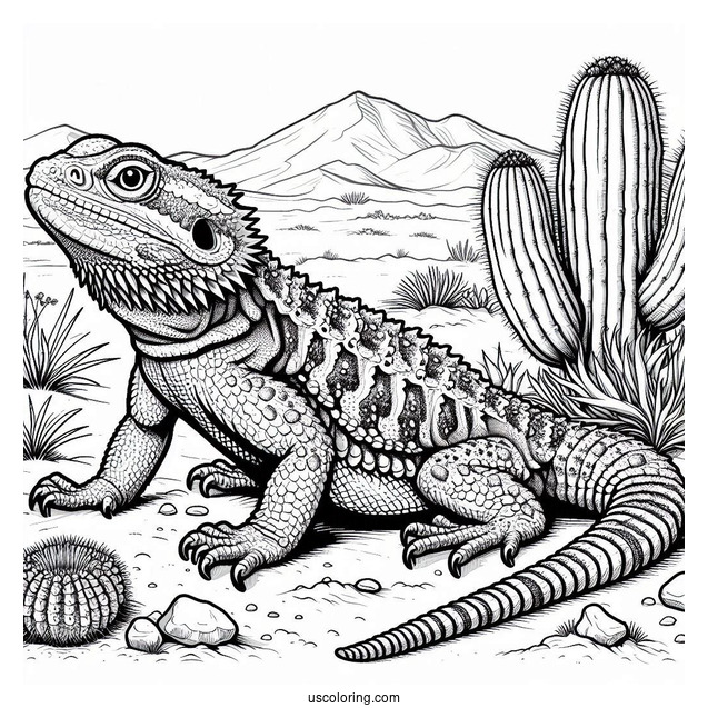 Texas horned lizard Coloring Page In Desert