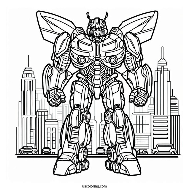 Autobot Bumblebee Coloring Page Form In The City