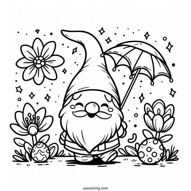 Spring Coloring Page Gnome Outline