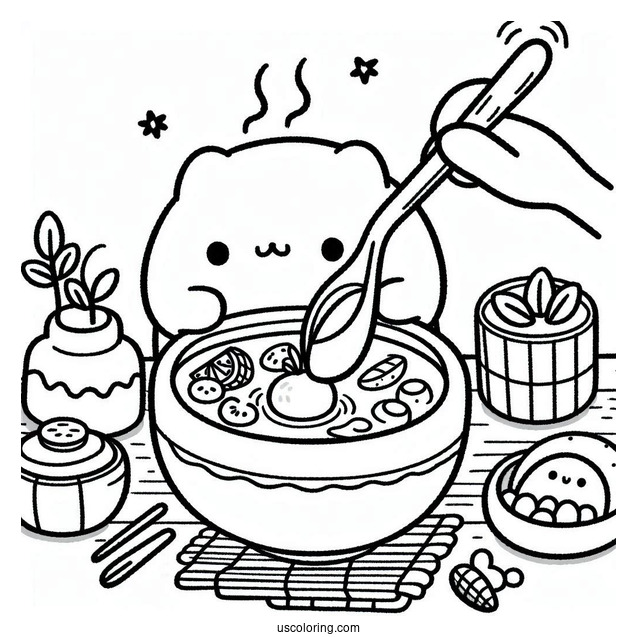 Sumikko Gurashi Coloring Page Making Soup With Ebifurai No Shippo