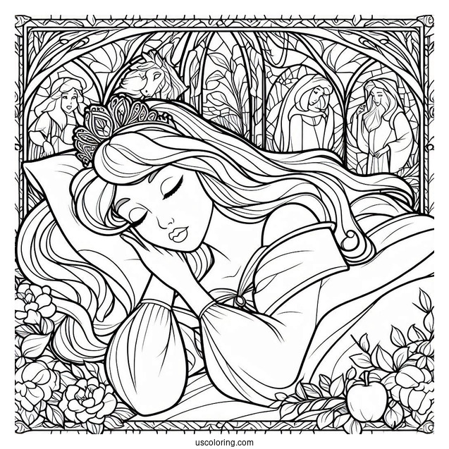 Sleeping Beauty Coloring Page Of Aurora Stained Glass
