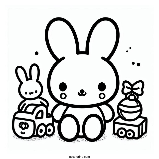 Simple Miffy Coloring Page With Toys For Preschoolers
