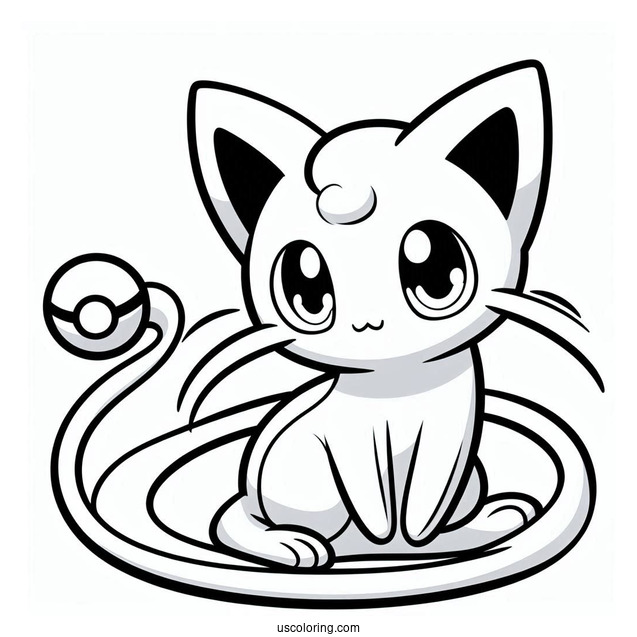 Simple Mega Mew Coloring Page Outline