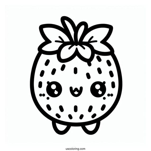 Cute Kawaii Strawberry Coloring For Preschoolers