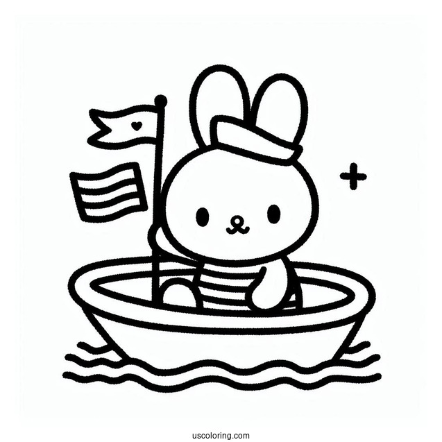 Sailor Miffy Coloring Page On A Boat