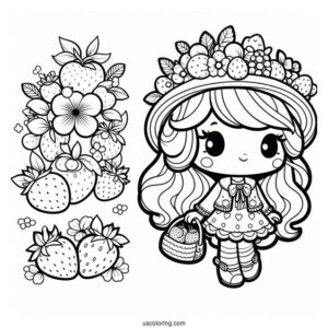 Strawberry Shortcake Coloring Page of Orange Blossom Shopping