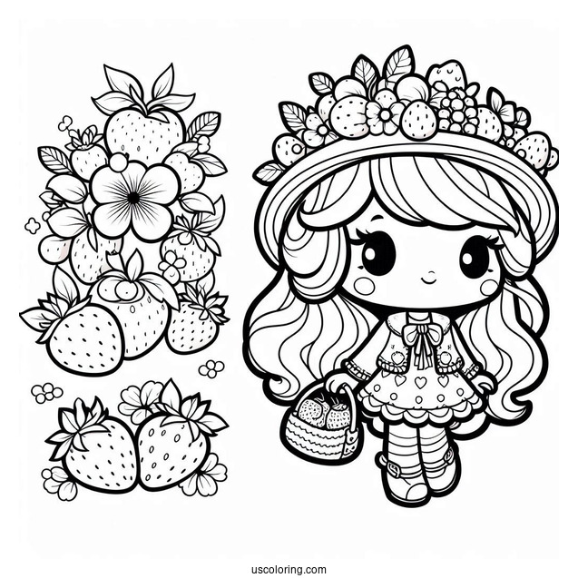 Strawberry Shortcake Coloring Page of Orange Blossom Shopping