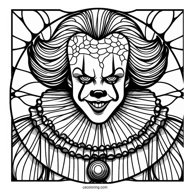 Smiling Pennywise Stained Glass Coloring Page