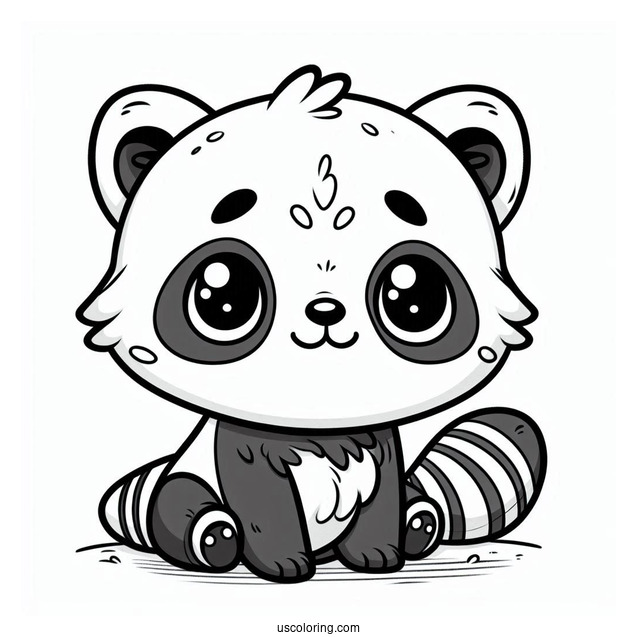 Simple Cartoon Red Panda To Color For Preschoolers