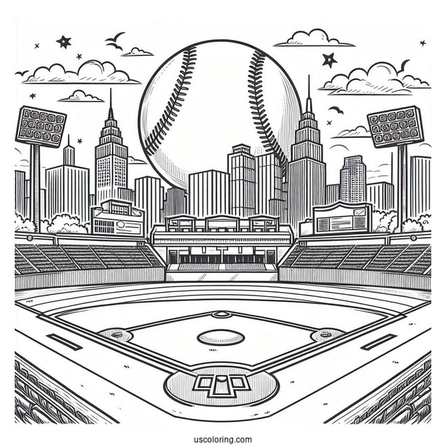 Baseball Stadium Coloring Page