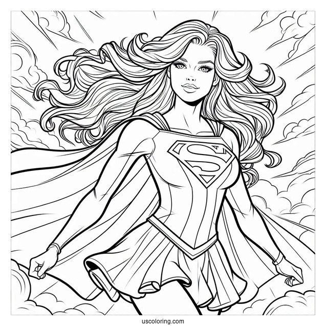 Kara Zor El Turning Into Supergirl Coloring Page