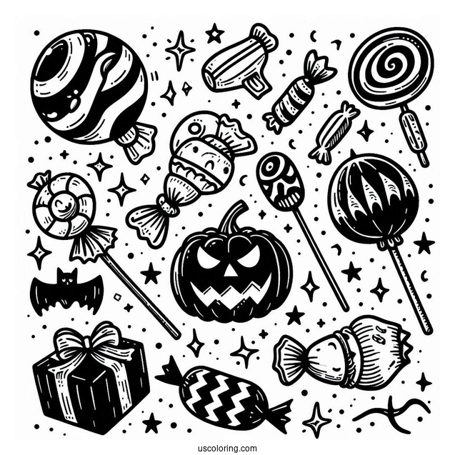 Spooky Halloween Candy To Color