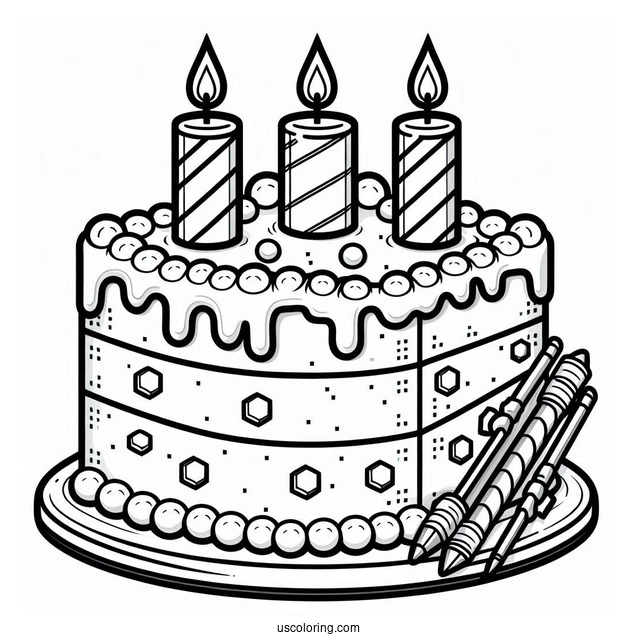 Easy Minecraft Cake Coloring Sheet