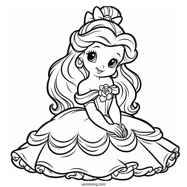 Precious Moments Coloring Page Of Belle For Preschoolers