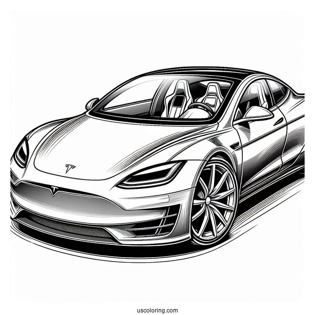 Tesla Roadster Coloring Page