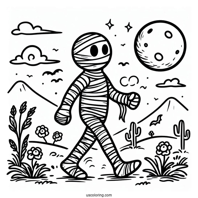 Mummy Coloring Page Walking For Kids