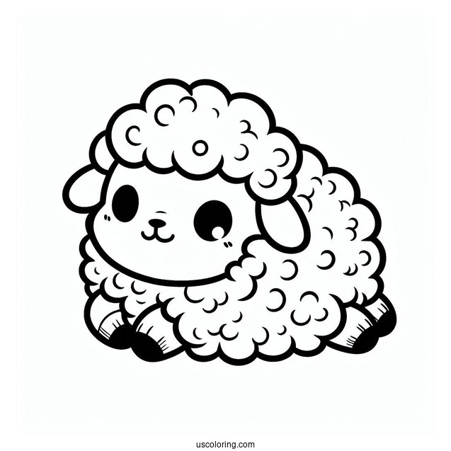 Fluffy Sheep Coloring Page For Kids