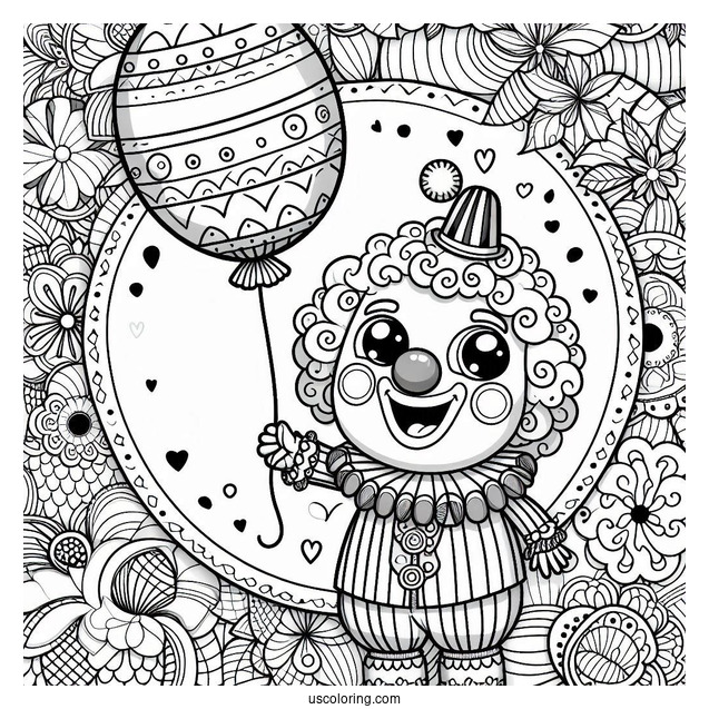 Frightening Pennywise Coloring Page Holding A Balloon With Bloody Handprints
