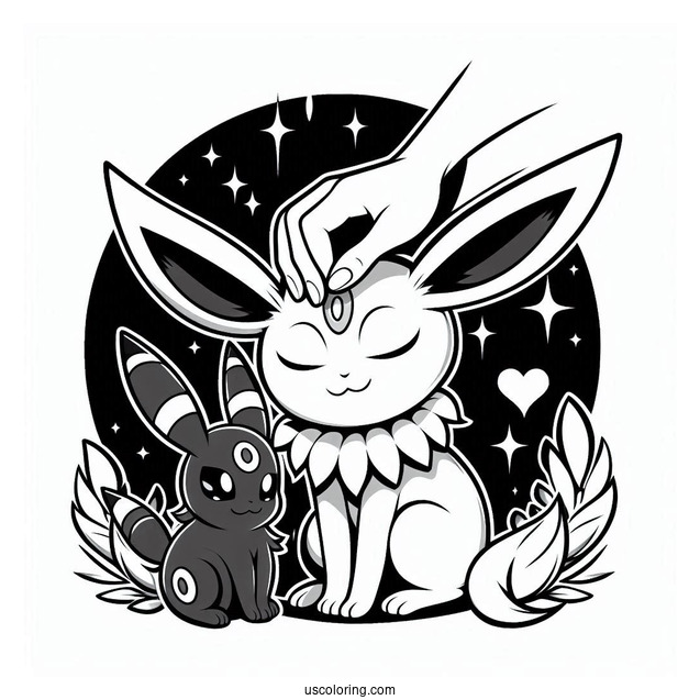 Detailed Sylveon Coloring Page Rubbing Heads With Umbreon