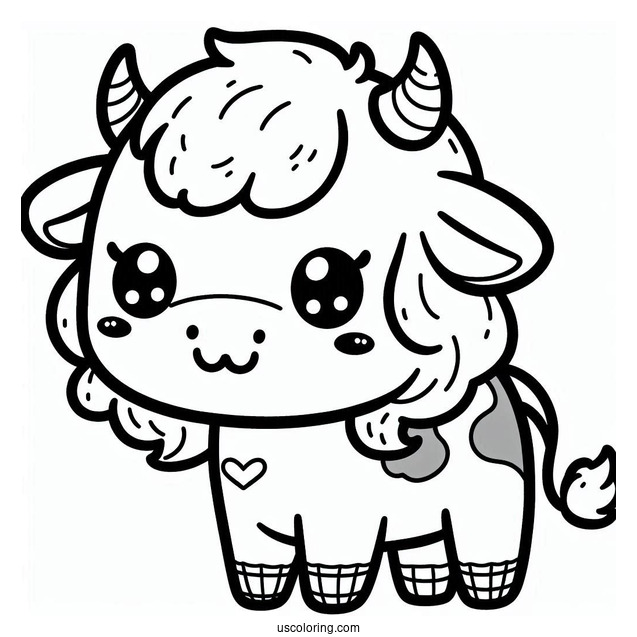Cute Kawaii Cow Coloring Page