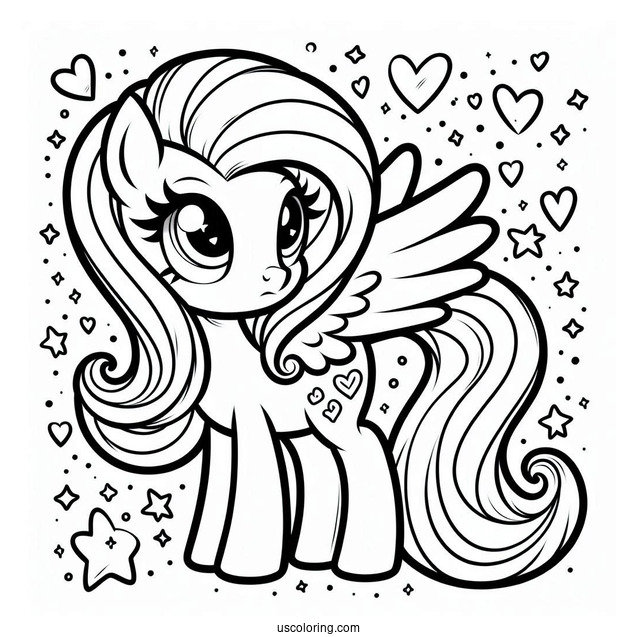 Easy Fluttershy Pony With Hearts and Stars