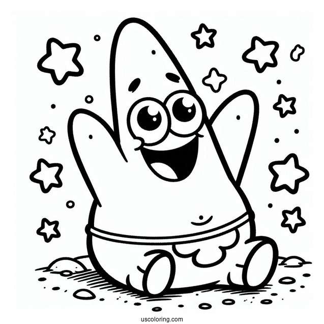 Patrick Star Coloring Page Grinning On The Floor