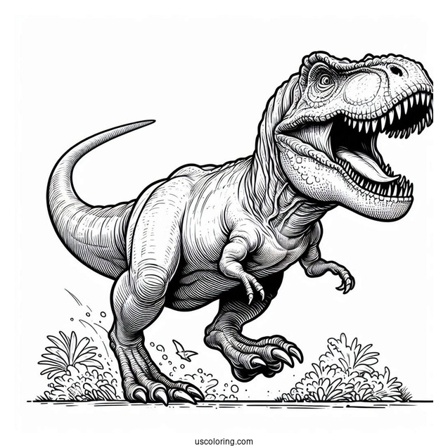 Tyrannosaurus Rex Running With Open Jaw To Color