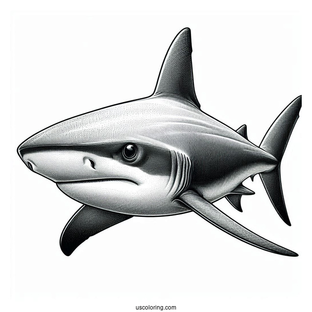 Front View Of Realistic Hammerhead Shark Coloring Page