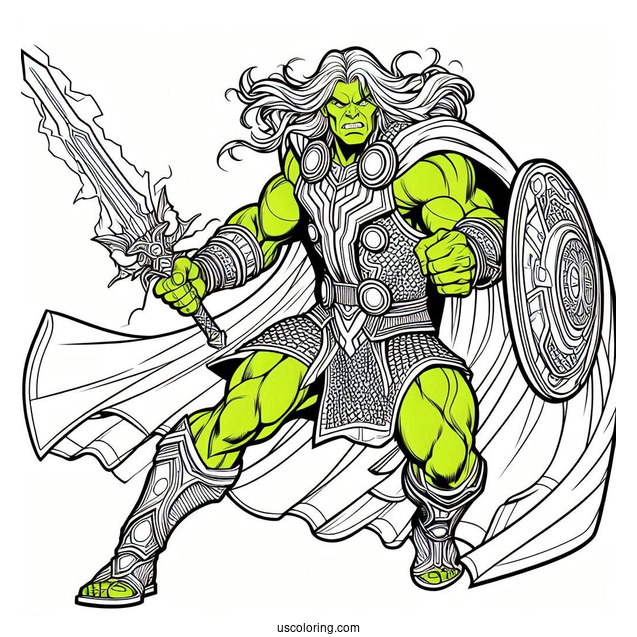 Hulk Coloring Page Attacking Thor For Kids