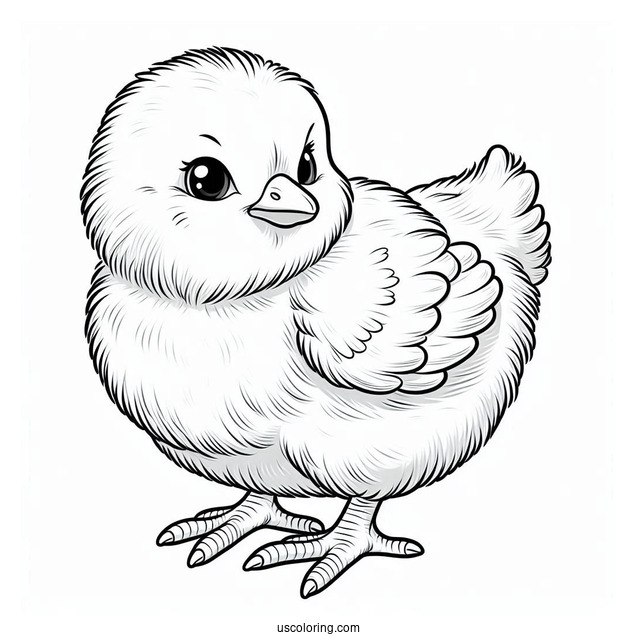 Realistic Baby Chicken Coloring Sheet