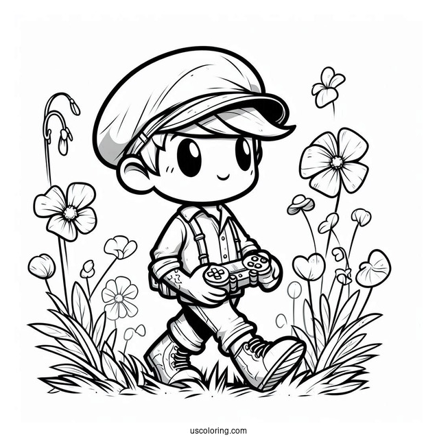 Poppy Playtime Coloring Page Of Player Wearing Grabpack