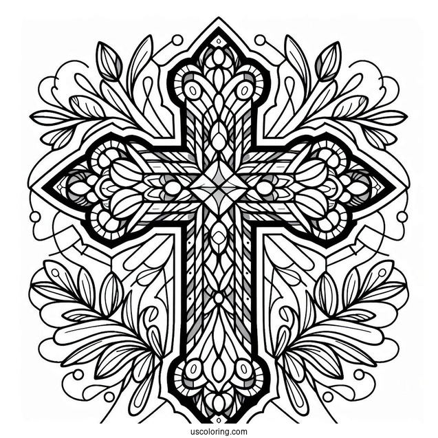Easy Stained Glass Cross To Color For Kids