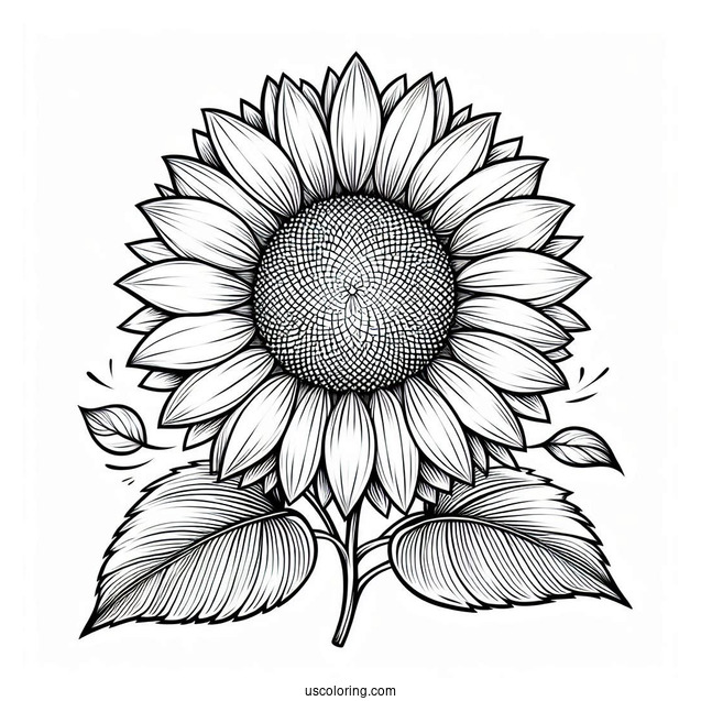 Sunflower With Big Petals For Coloring