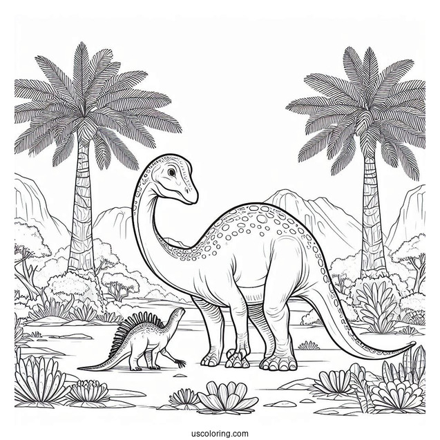 Gentle Amargasaurus Coloring Sheet For Kids