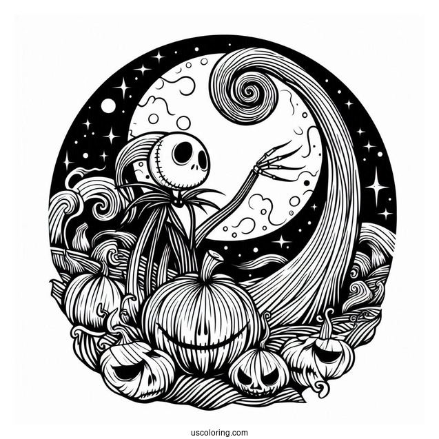 Simple Nightmare Before Christmas Halloween Coloring Page