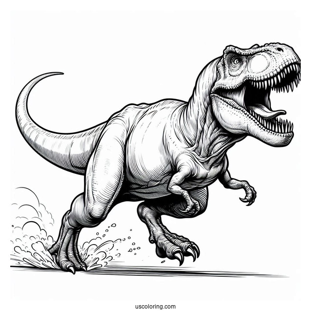 Tyrannosaurus Rex Running With Open Jaw To Color