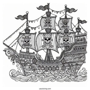 Pirate Ship With Multiple Masks To Color