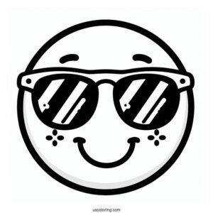 Smiling Face With Sunglasses Emoji Coloring Page For Kids