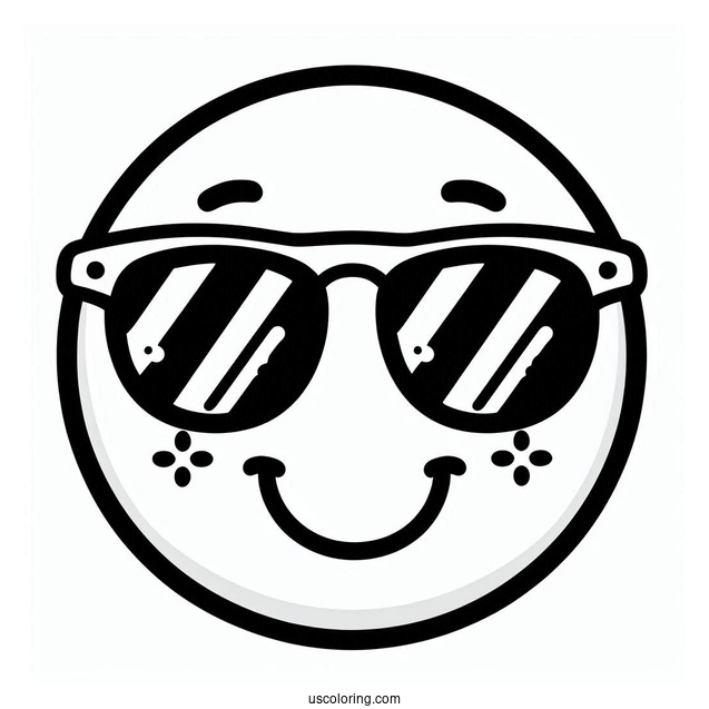 Smiling Face With Sunglasses Emoji Coloring Page For Kids