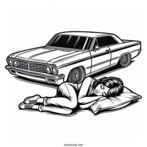 Sleep Lowrider Coloring Page Car Outline For Kids