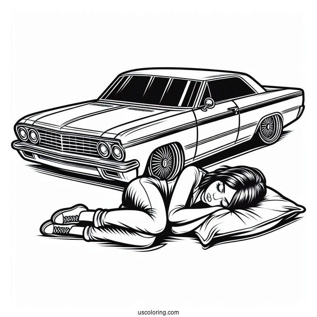 Sleep Lowrider Coloring Page Car Outline For Kids