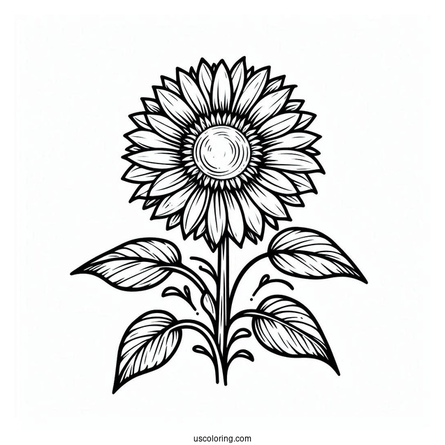 Outline Of Sunflower Coloring Sheet