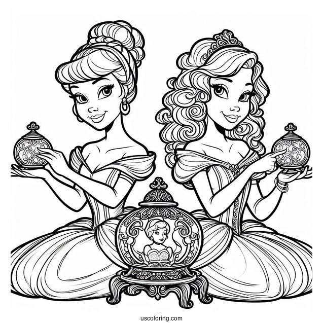 Anastasia and Drizella (The Ugly Stepsisters) Coloring Page