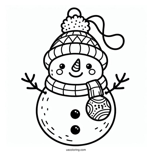 Snowman Christmas Ornament To Color