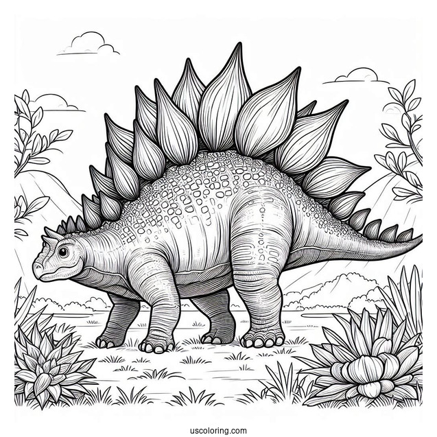 Large Stegosaurus Coloring Page Walking