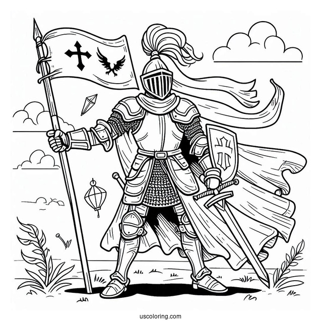Medieval Knight Coloring Page For Kids