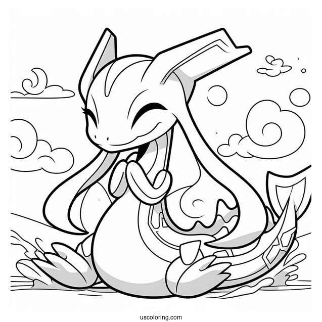 Smiling Rayquaza Coloring Page