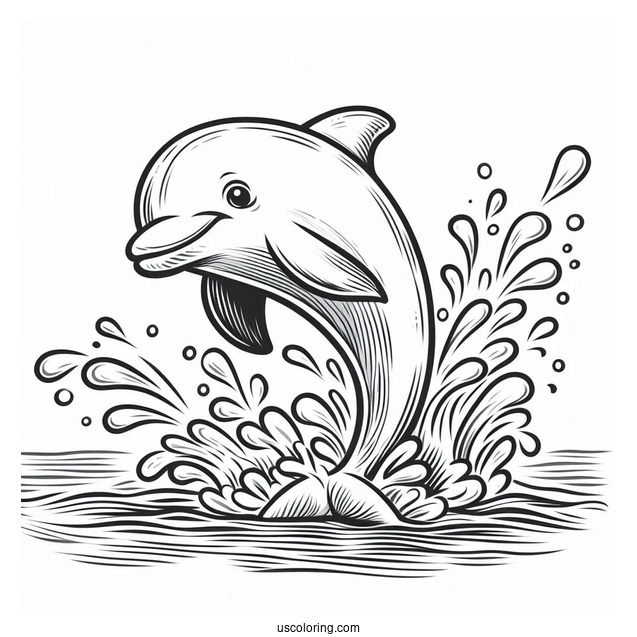 Smiling Dolphin Splashing In Water