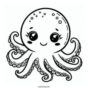 Cute Baby Octopus Coloring Page For Preschoolers